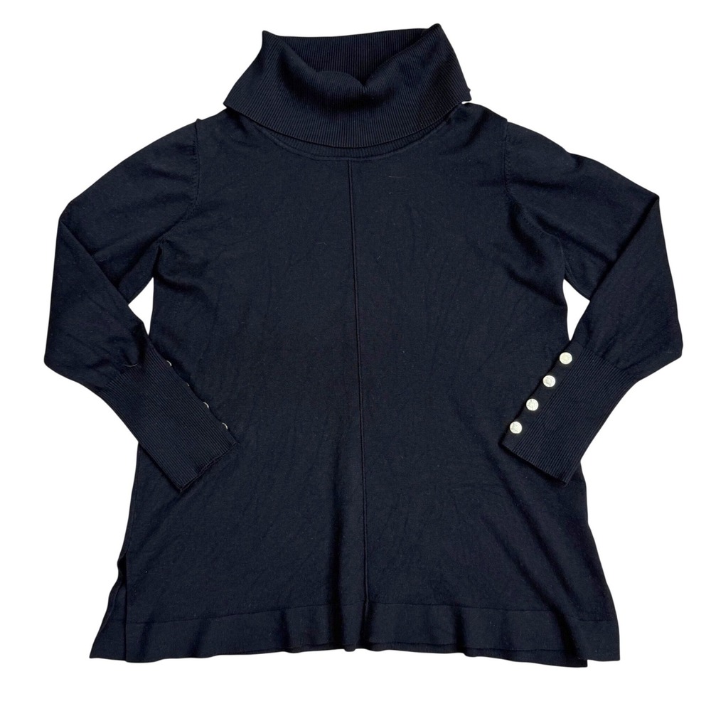 Anne Klein Turtleneck Sweater Women Size M Black Casual/Polished Viscose Blend